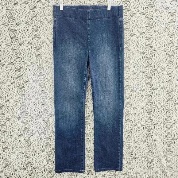 NYDJ Pullon Elastic Waist Straight Leg Women's Jeans M - Picture 1 of 8